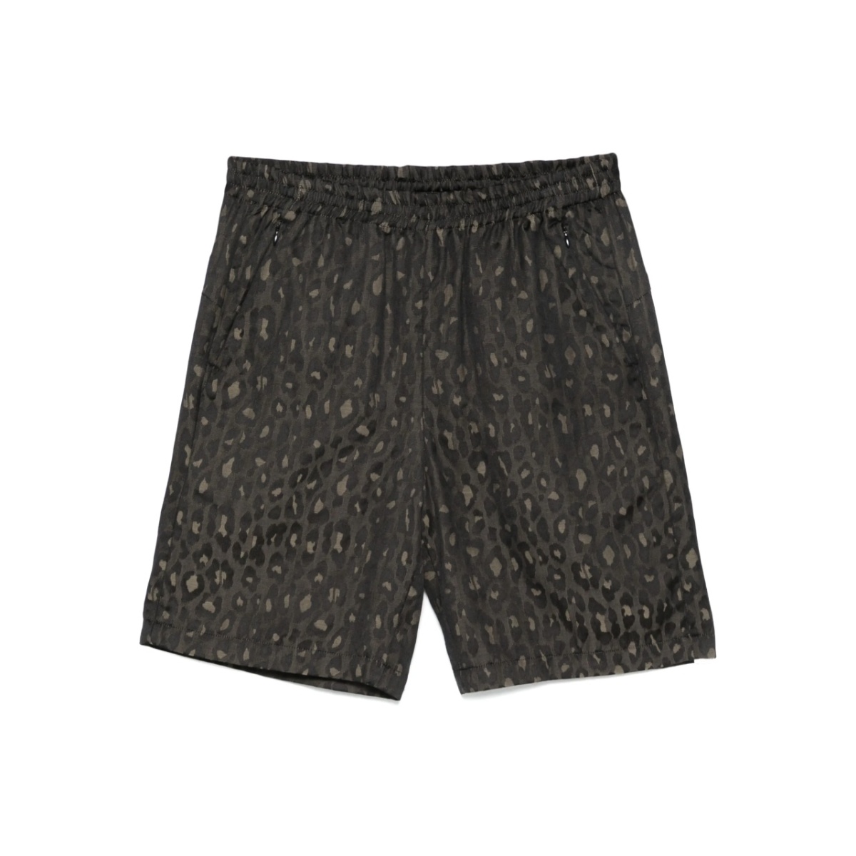 leopard-print track shorts