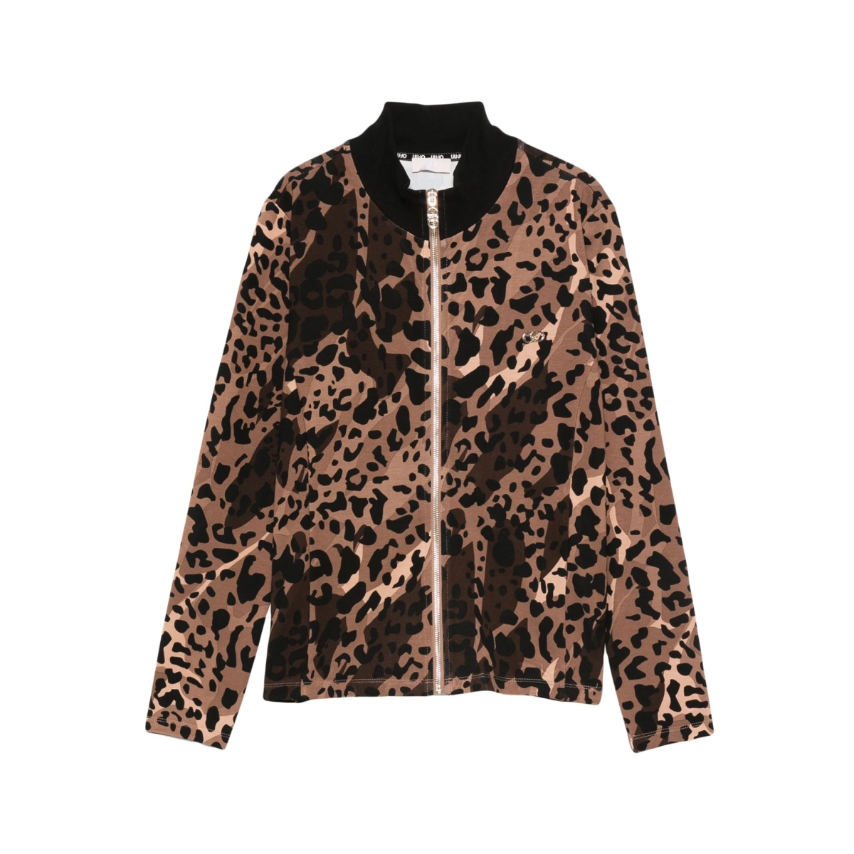 leopard print zip-up sweater