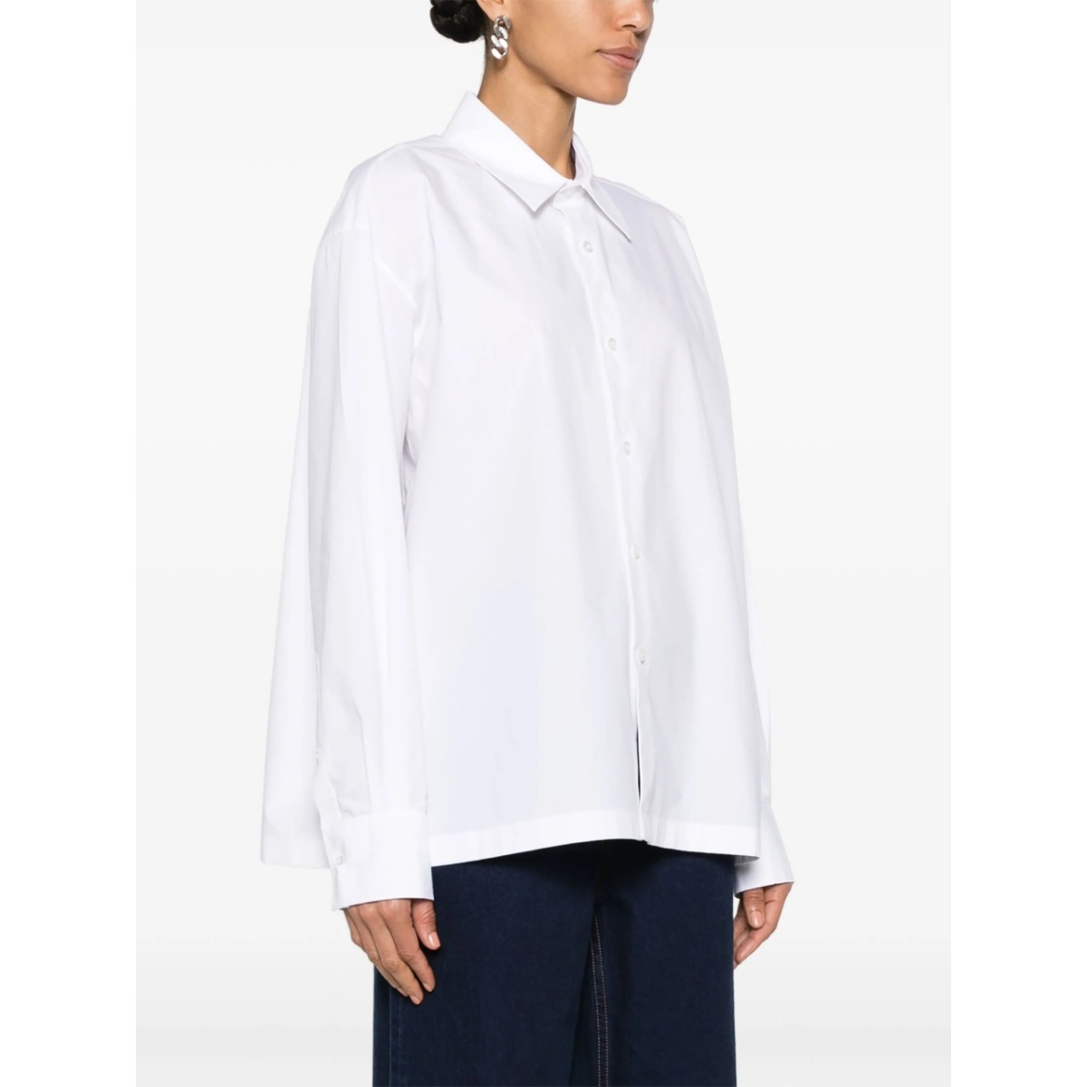 logo-appliqué cotton shirt - Img 3