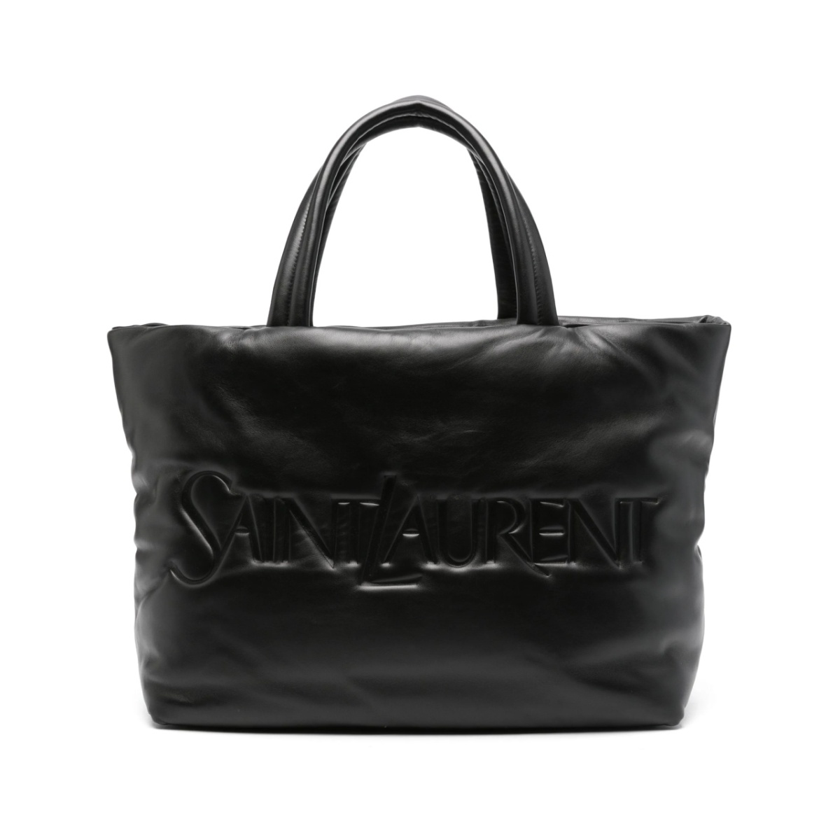 logo-debossed leather tote bag
