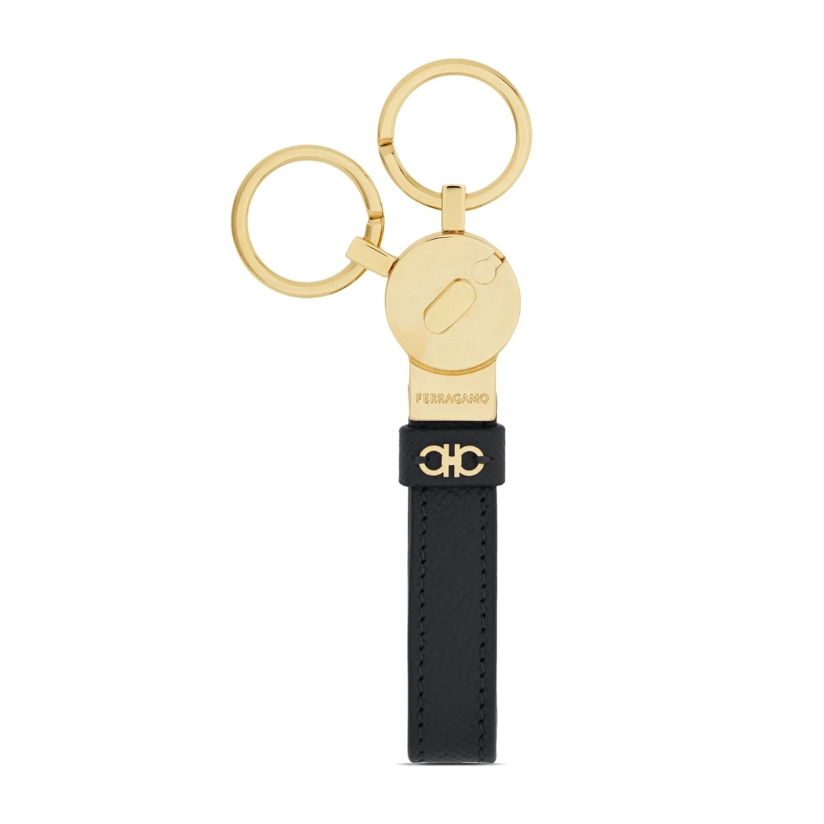 logo-embossed leather keychain