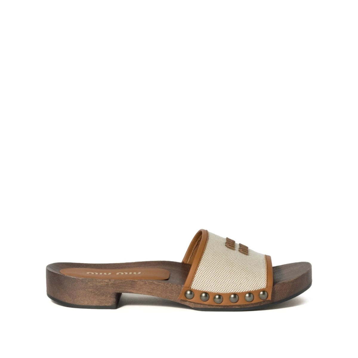logo embossed mules