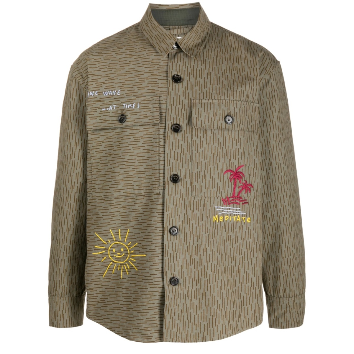 logo-embroidered stripe-pattern shirt
