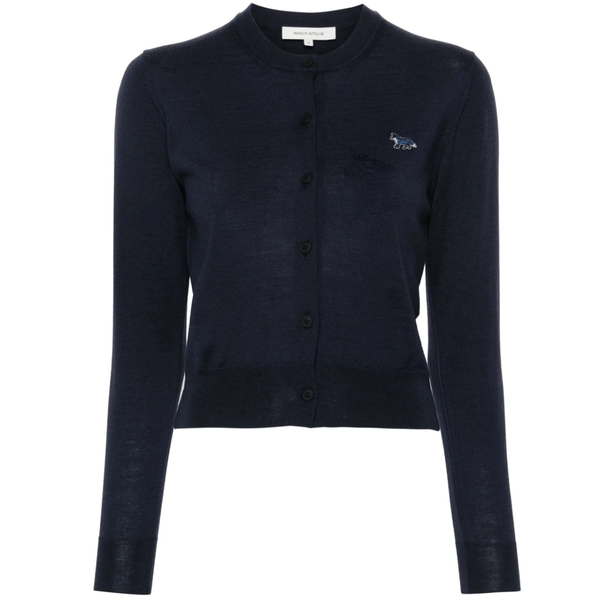 logo-embroidered wool cardigan