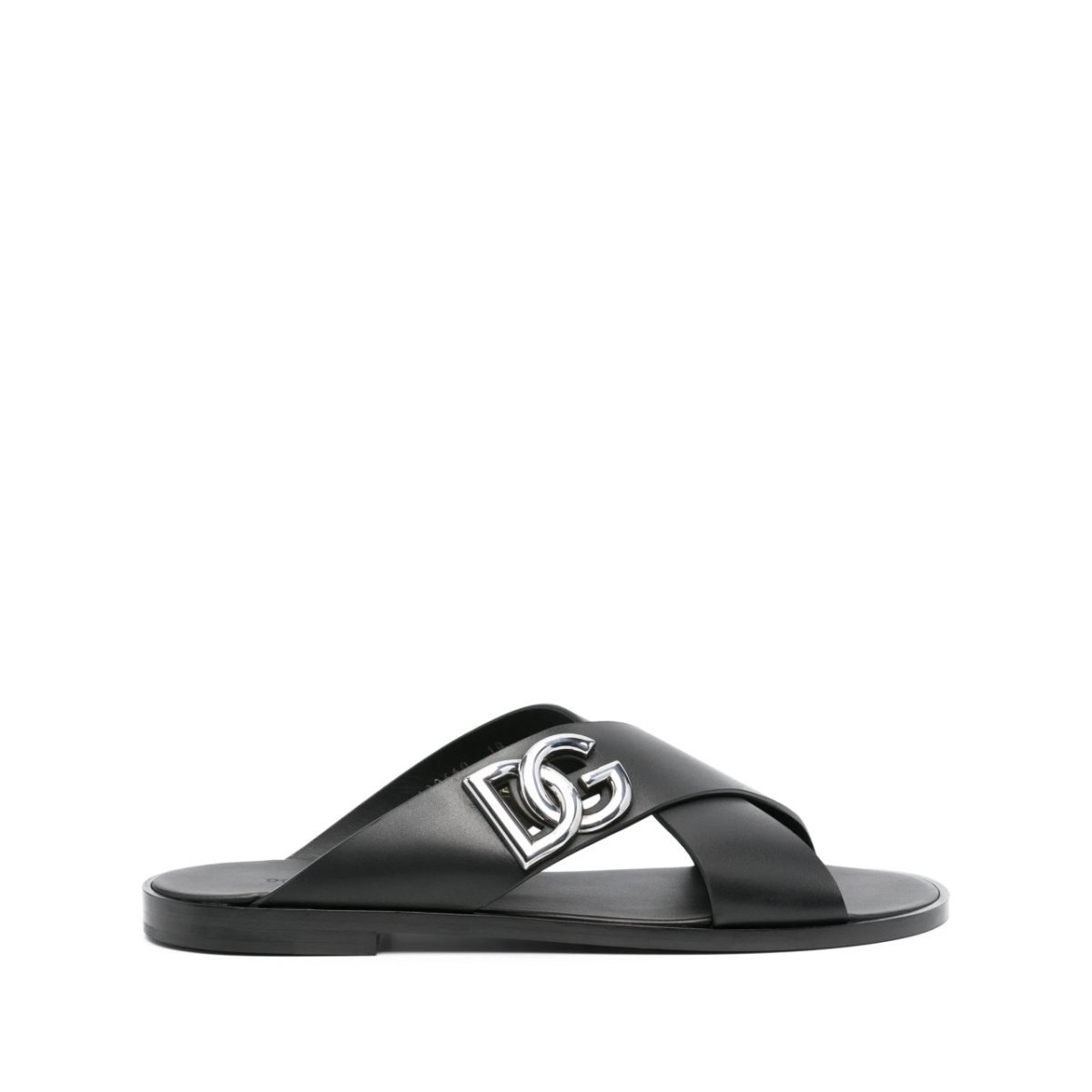 logo-lettering leather slides