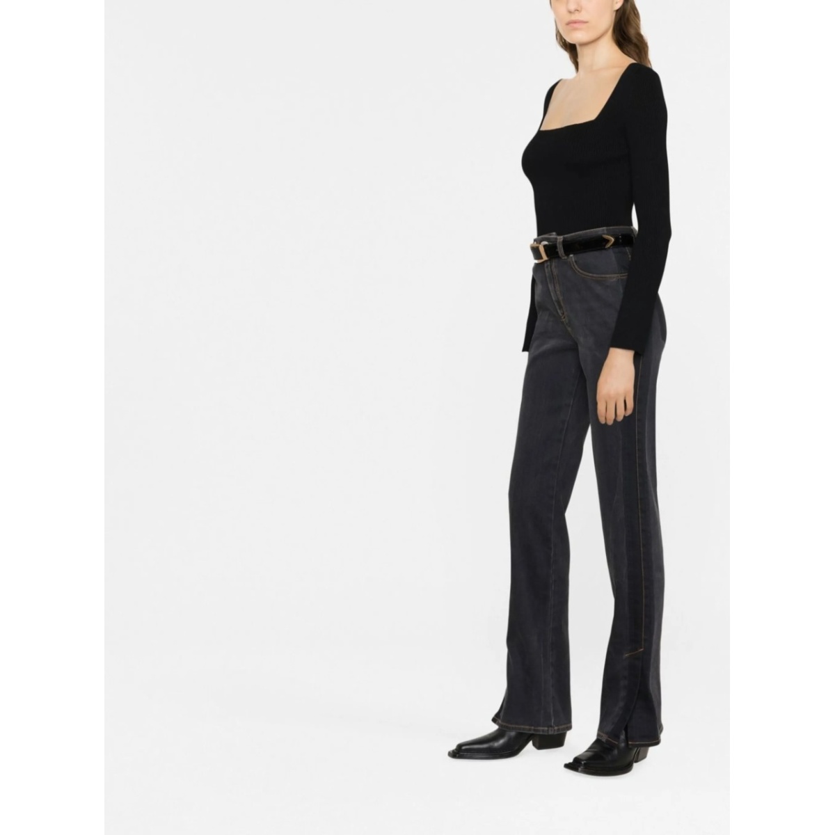 logo-patch bootcut jeans - Img 4