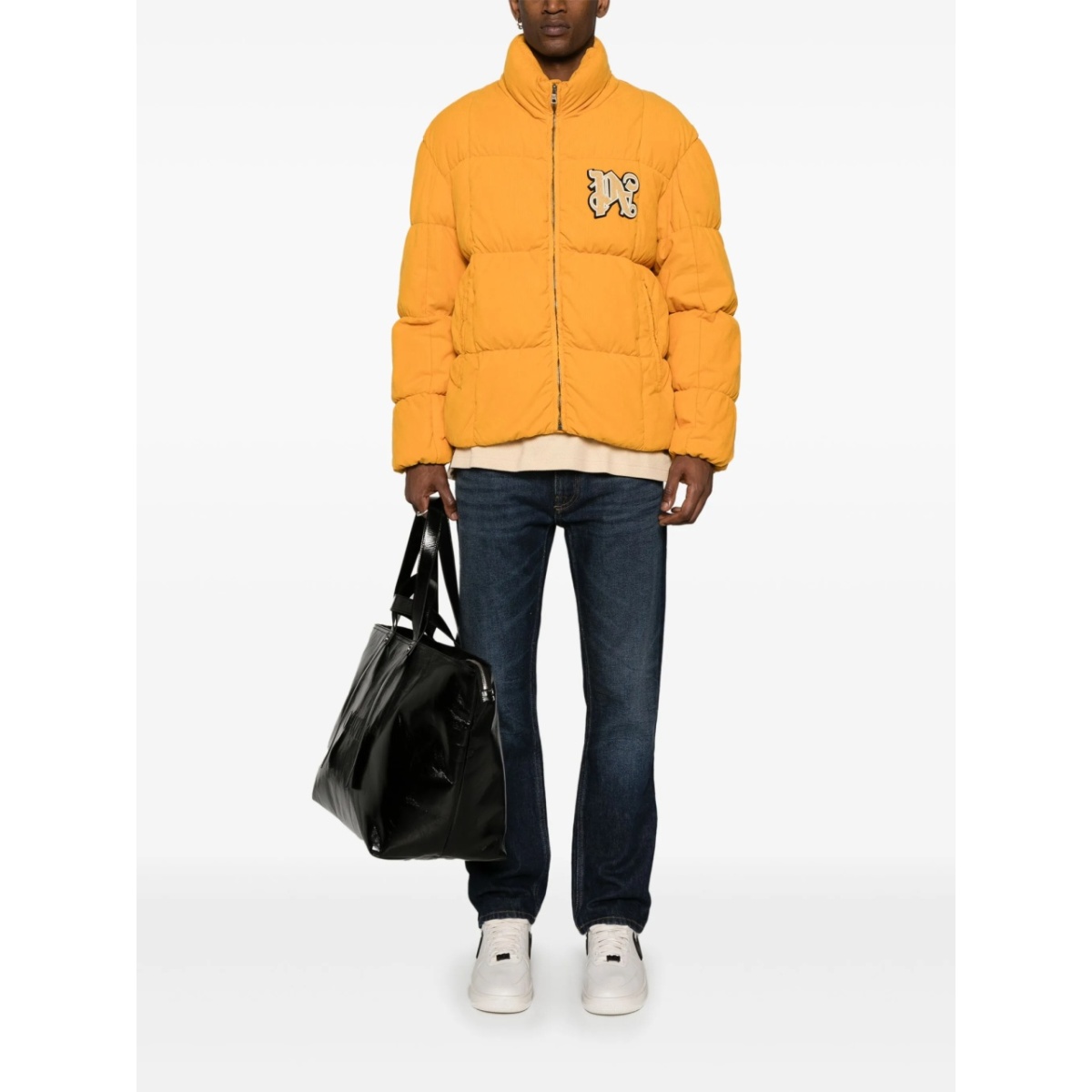 logo-patch corduroy down jacket - Img 2