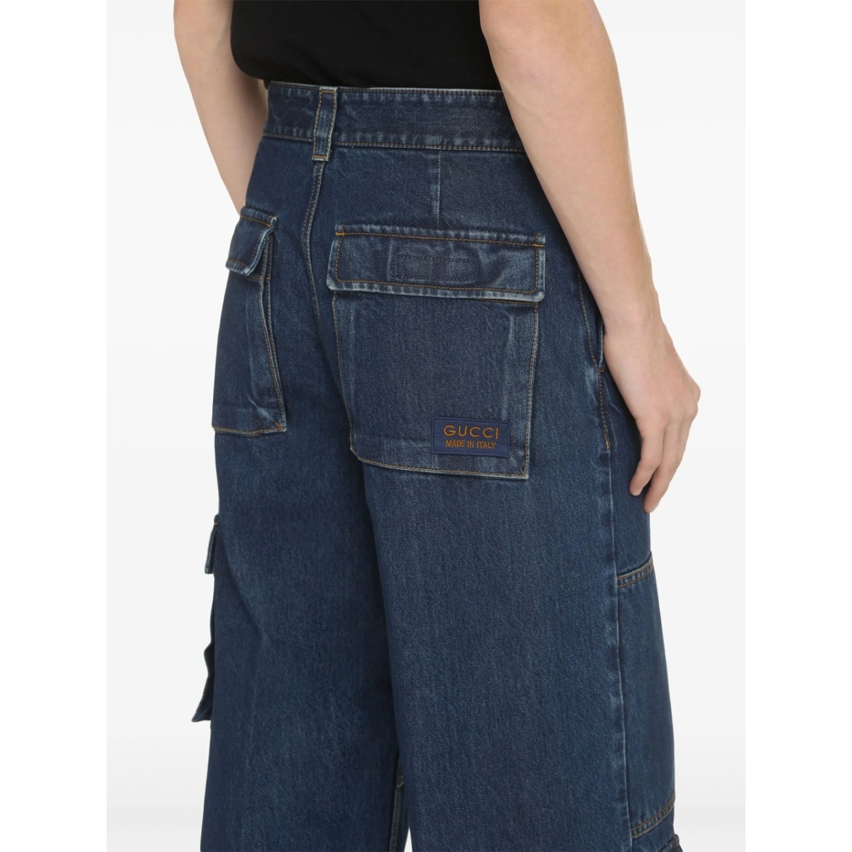 logo-patch cotton wide-leg jeans - Img 4