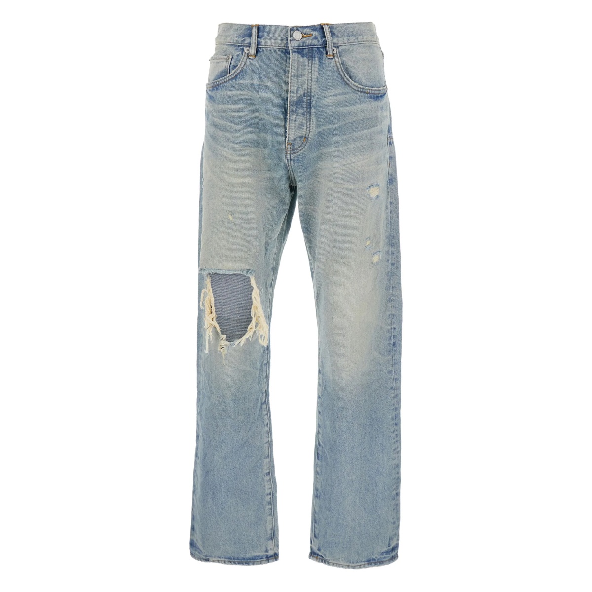 logo-patch ripped jeans
