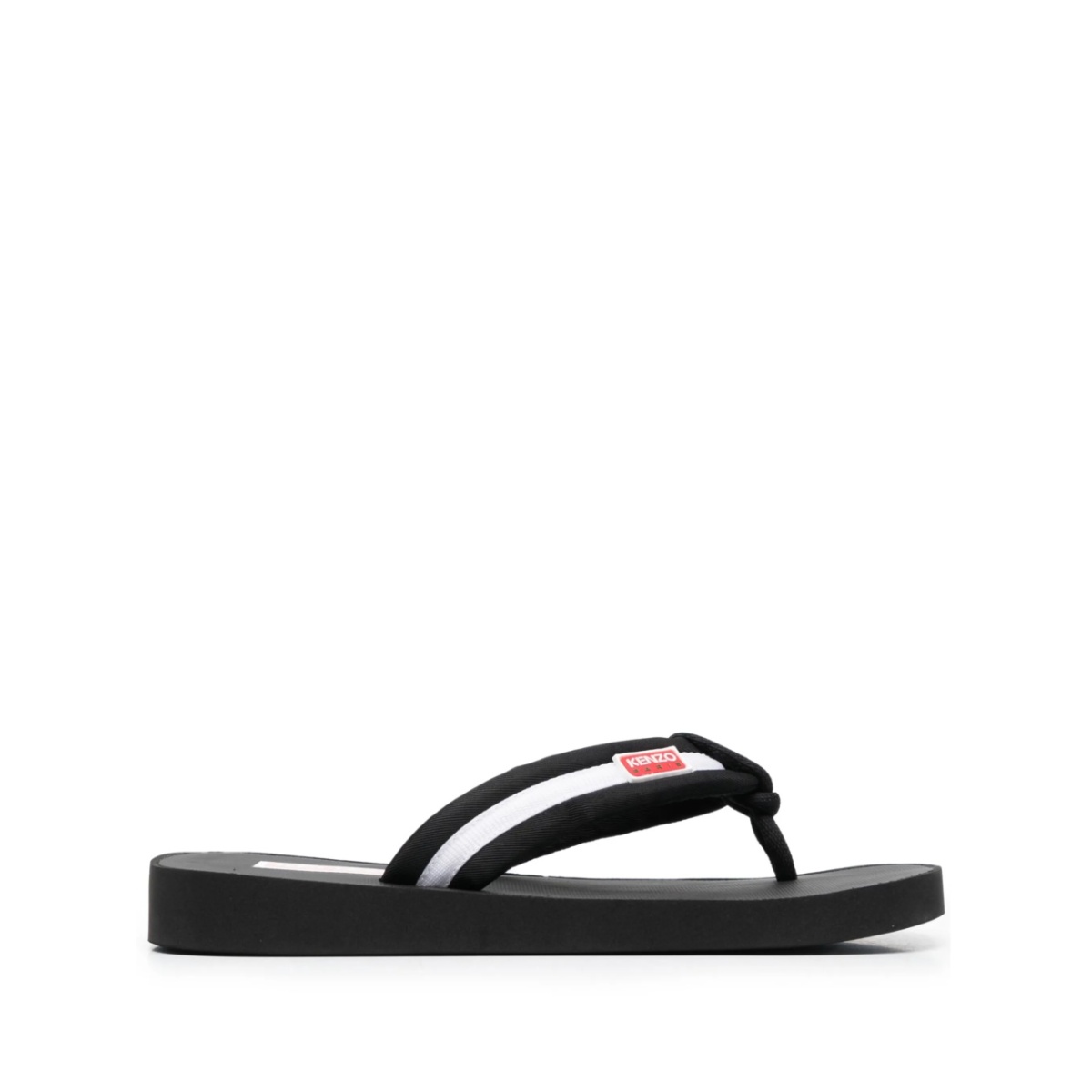 logo-patch striped flip flops