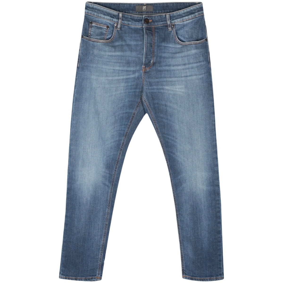 logo-patch tapered jeans