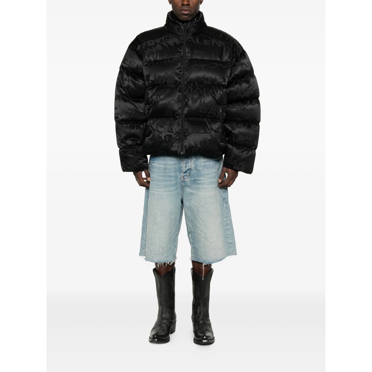 logo-pattern quilted jacket - Img 2