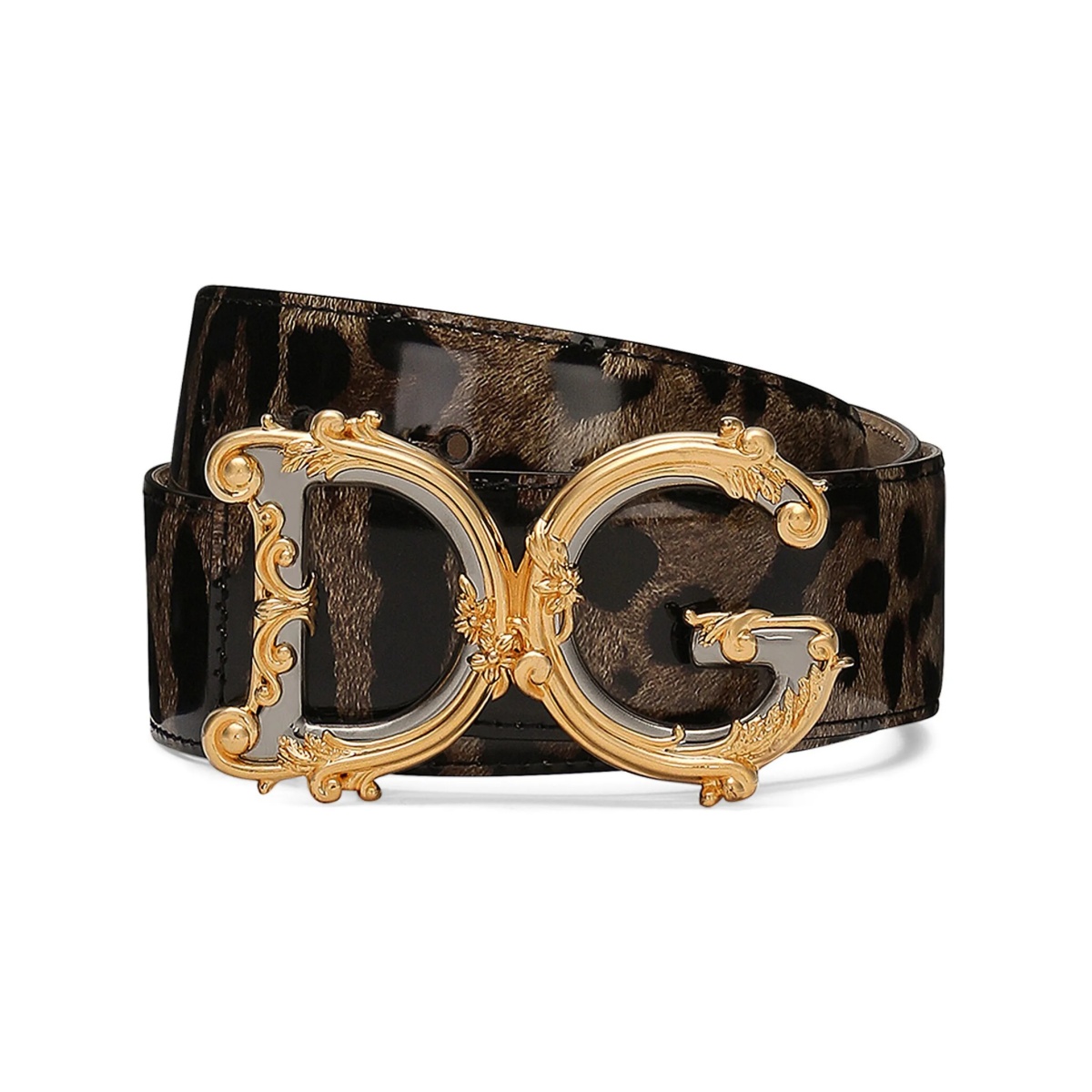 logo-plaque leopard-print belt