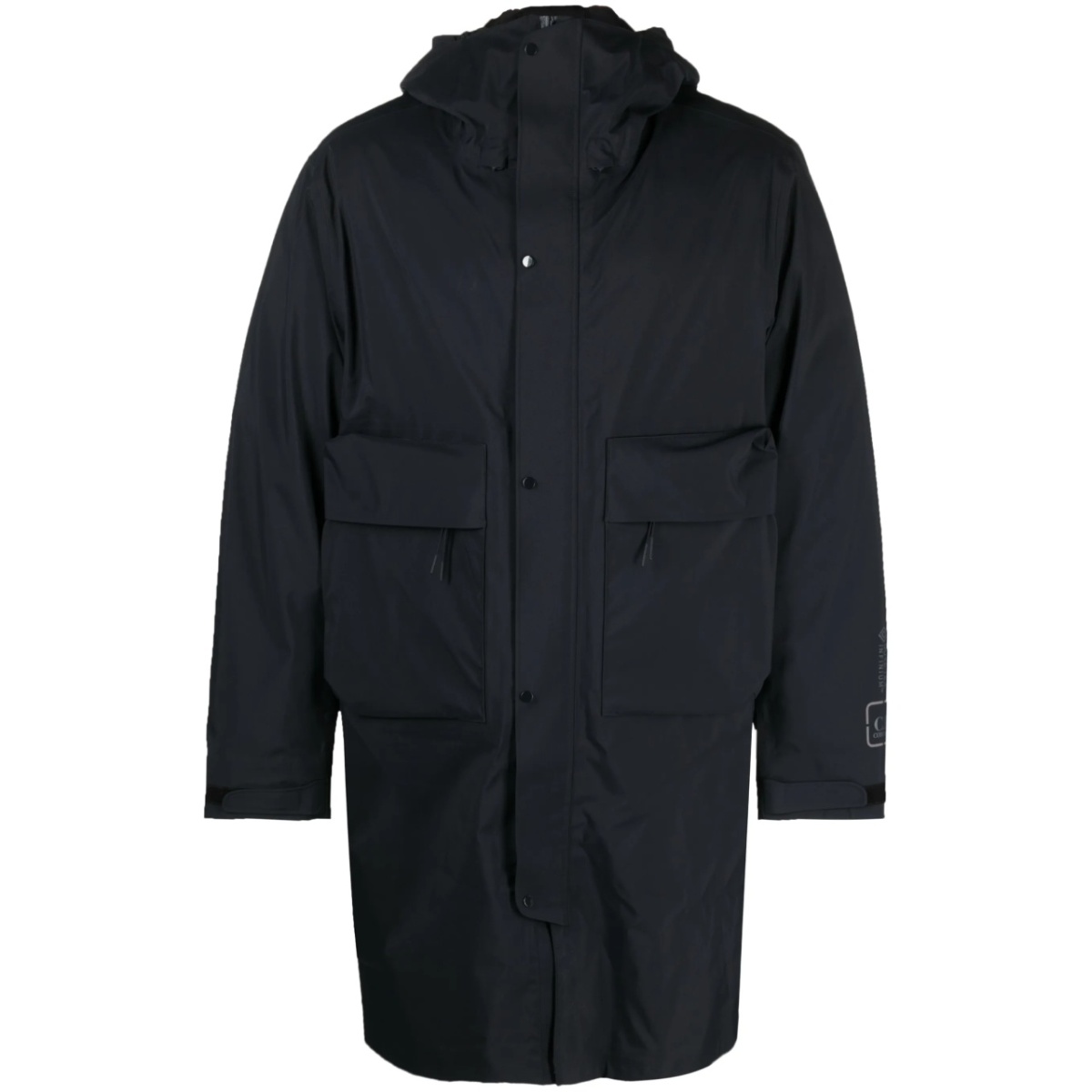 logo-print layered coat