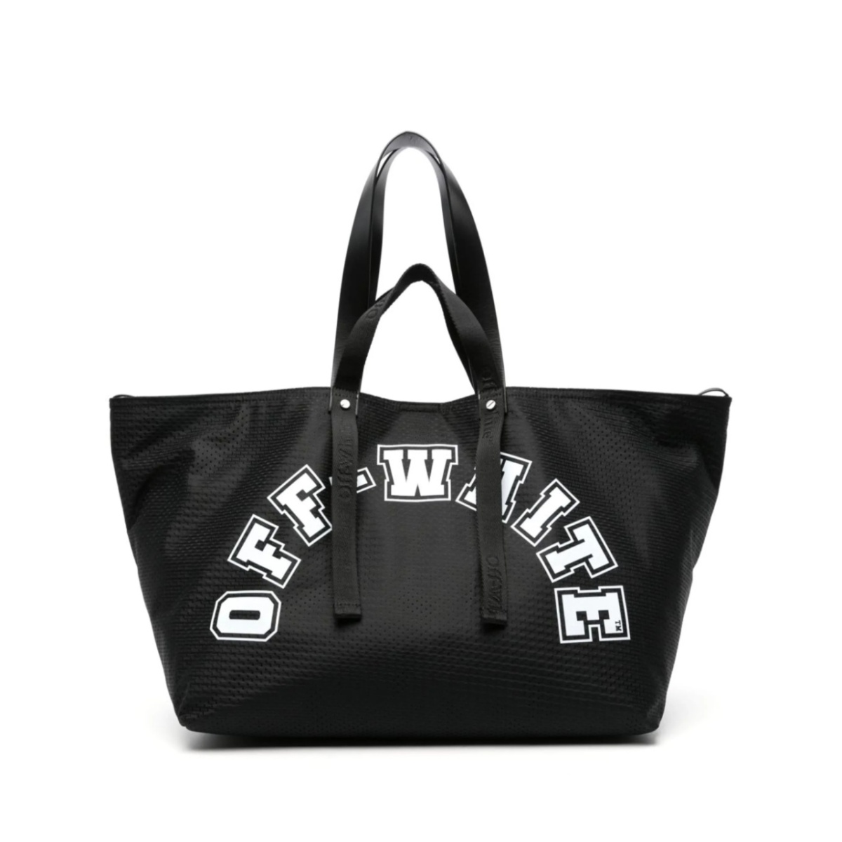 logo-print mesh tote bag