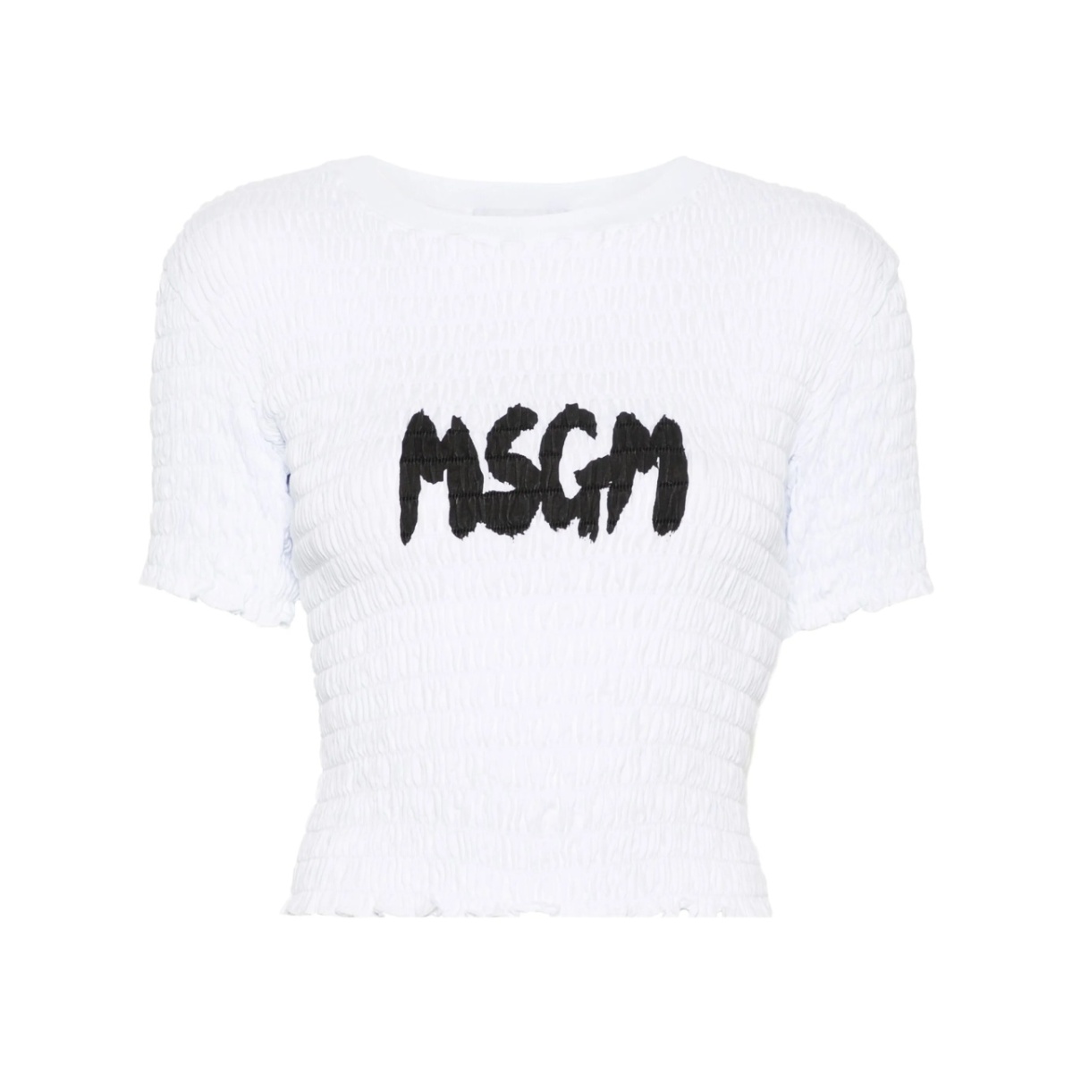 logo-print smocked T-shirt