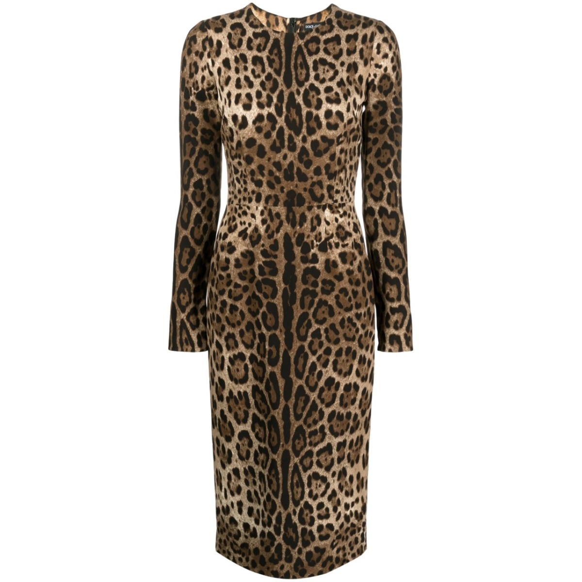 long-sleeve leopard-print dress