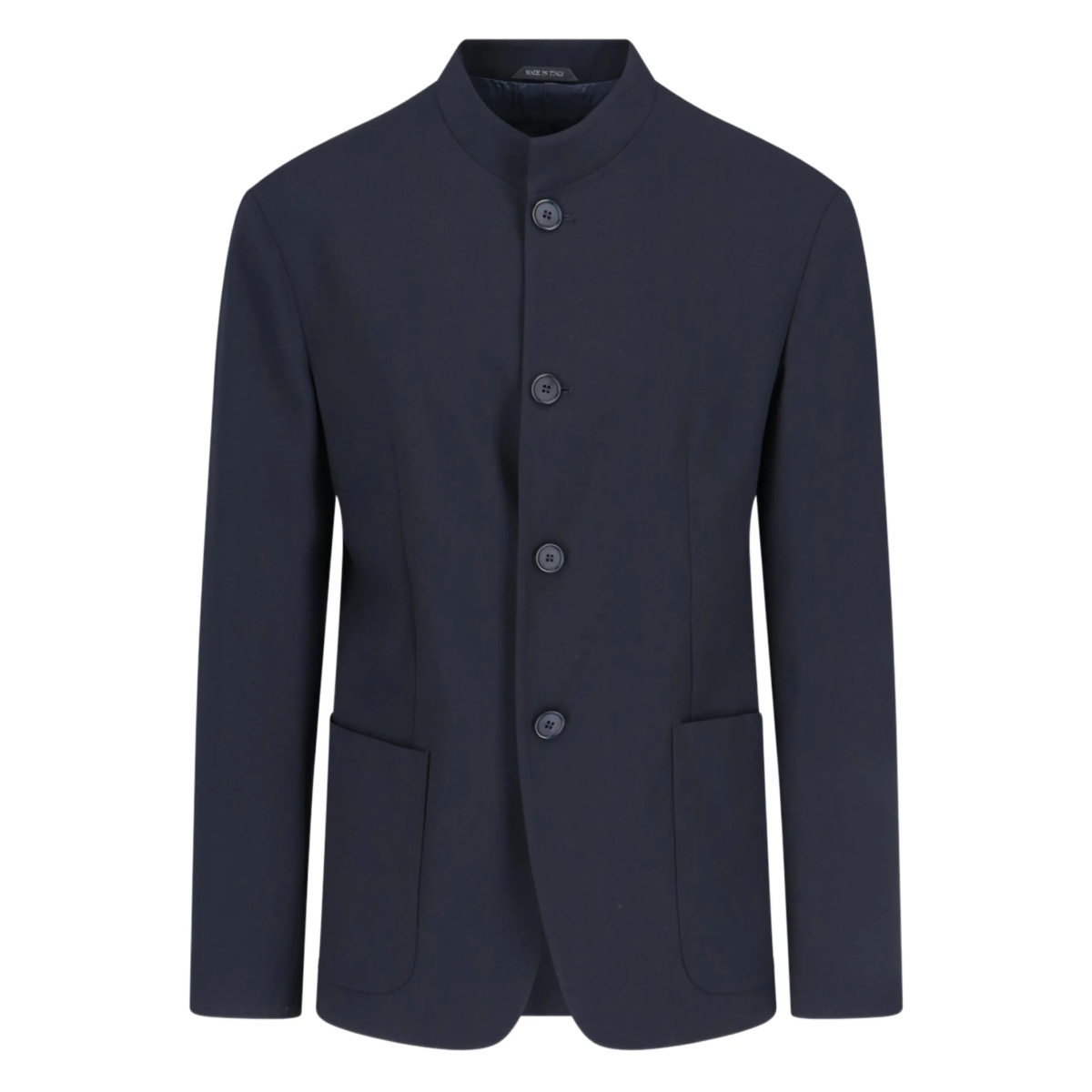 mandarin-collar wool jacket