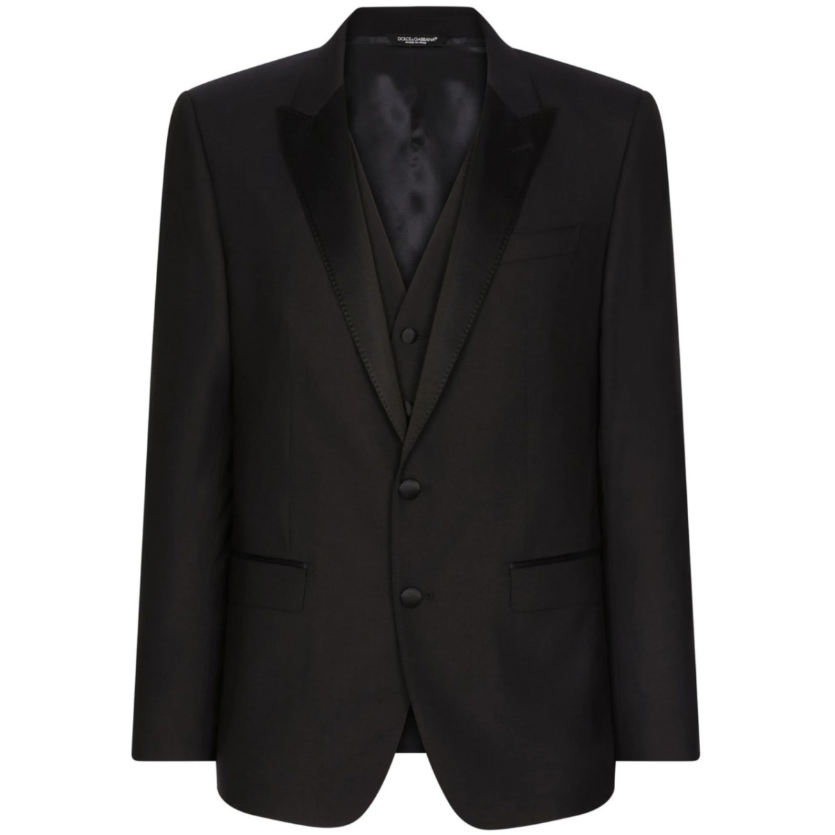 Martini-fit wool-silk three-piece tuxedo suit