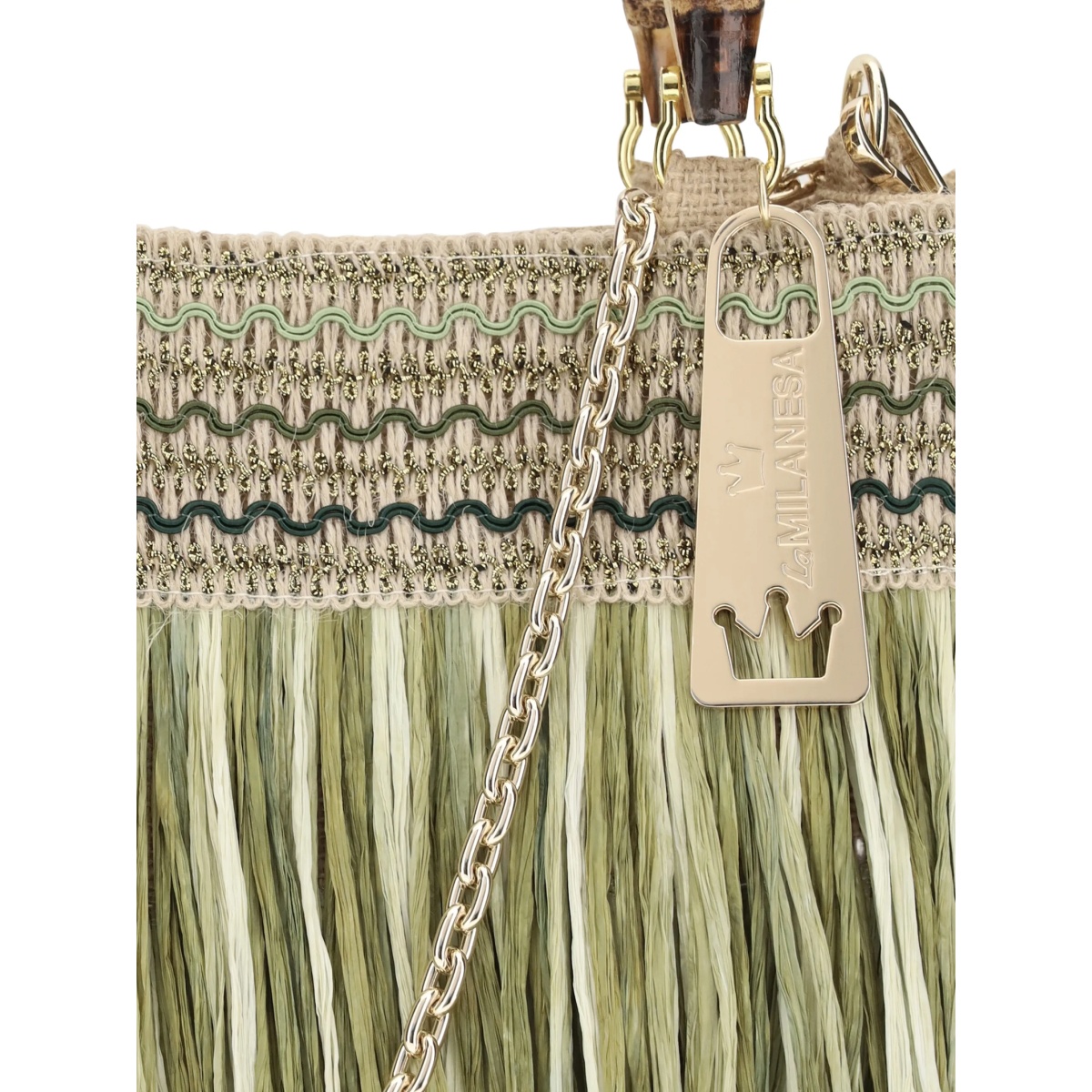 medium Calla fringed-details bamboo-handle tote bag - Img 4