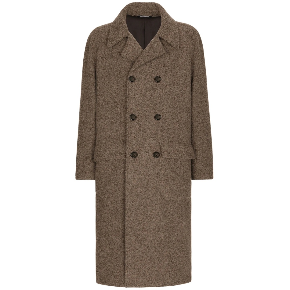 mélange-effect double-breasted coat