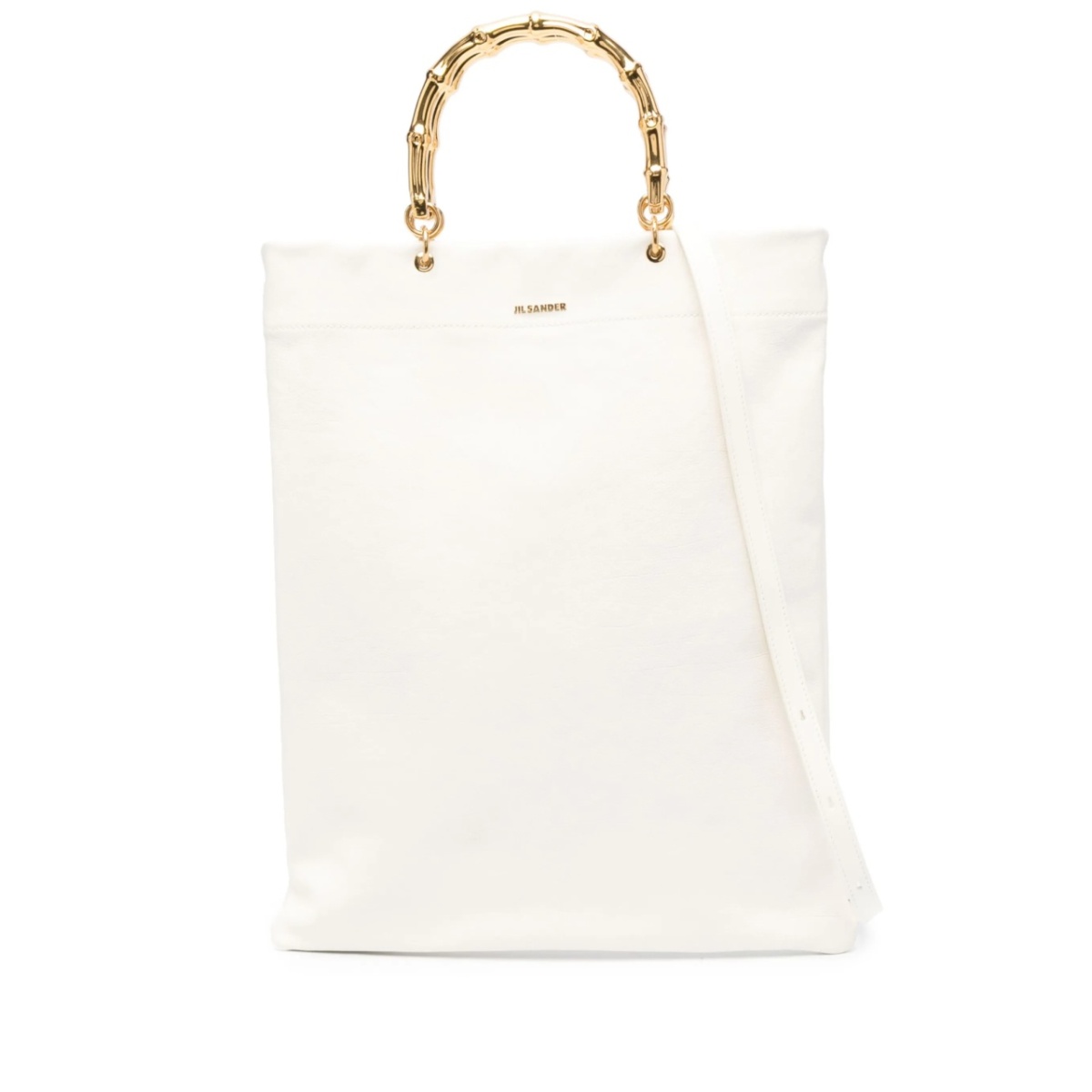 metallic-handle leather tote bag