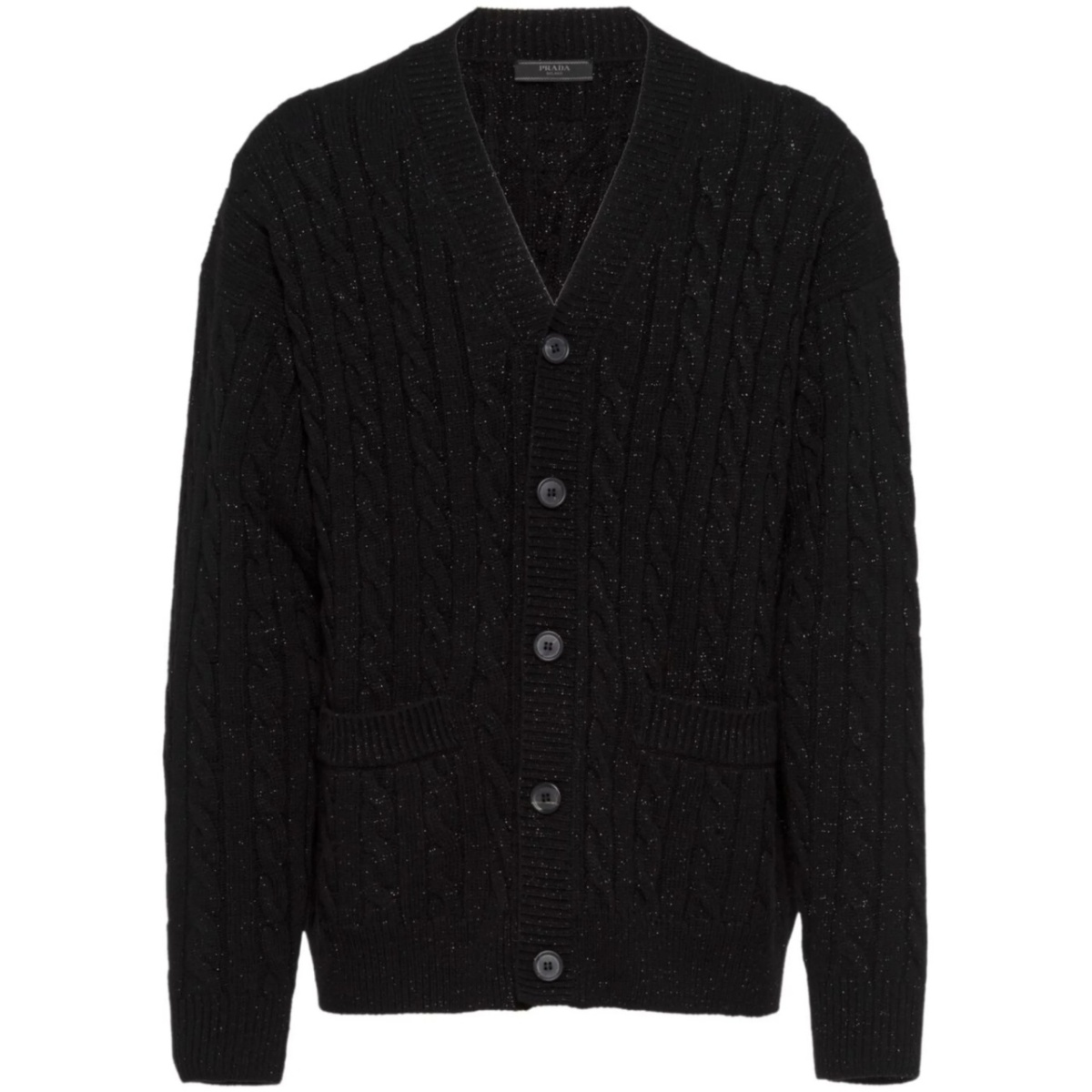 metallic-threading wool-cashmere cardigan