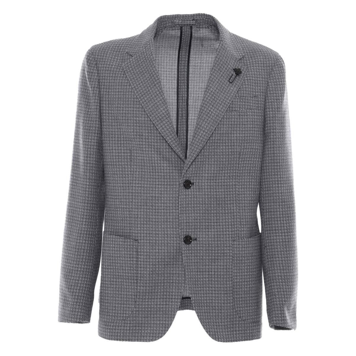 micro-check single-breasted blazer