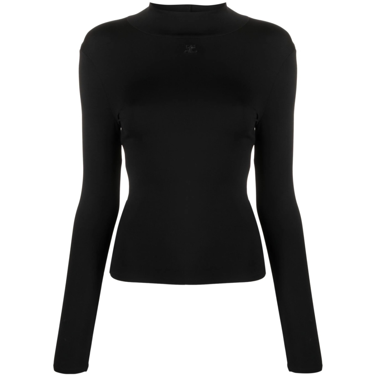 mock-neck stretch-jersey top