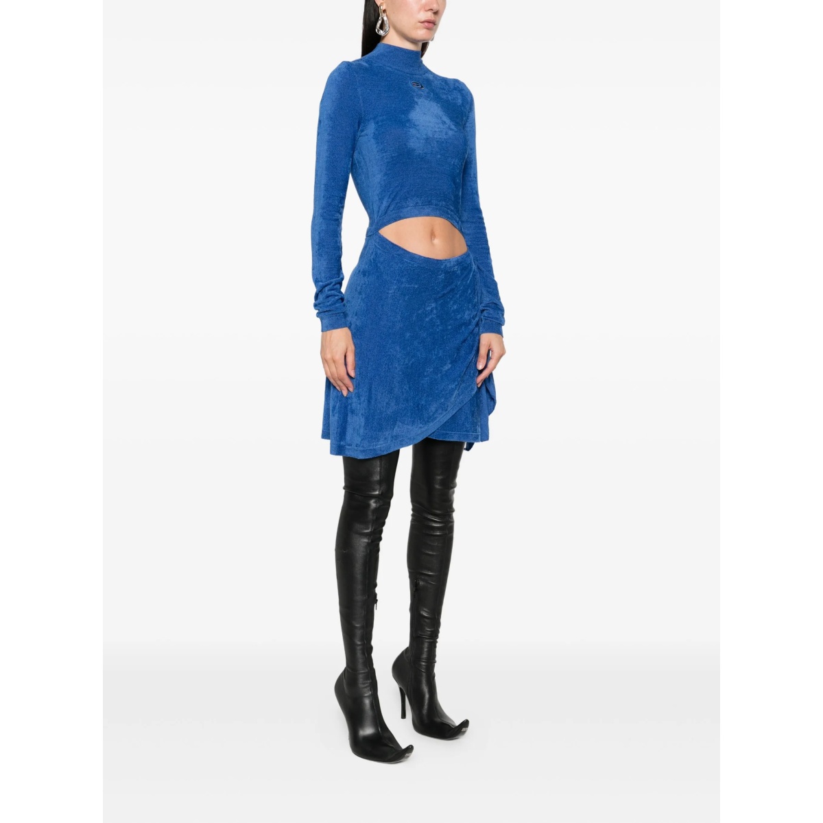 mock-neck tie-front dress