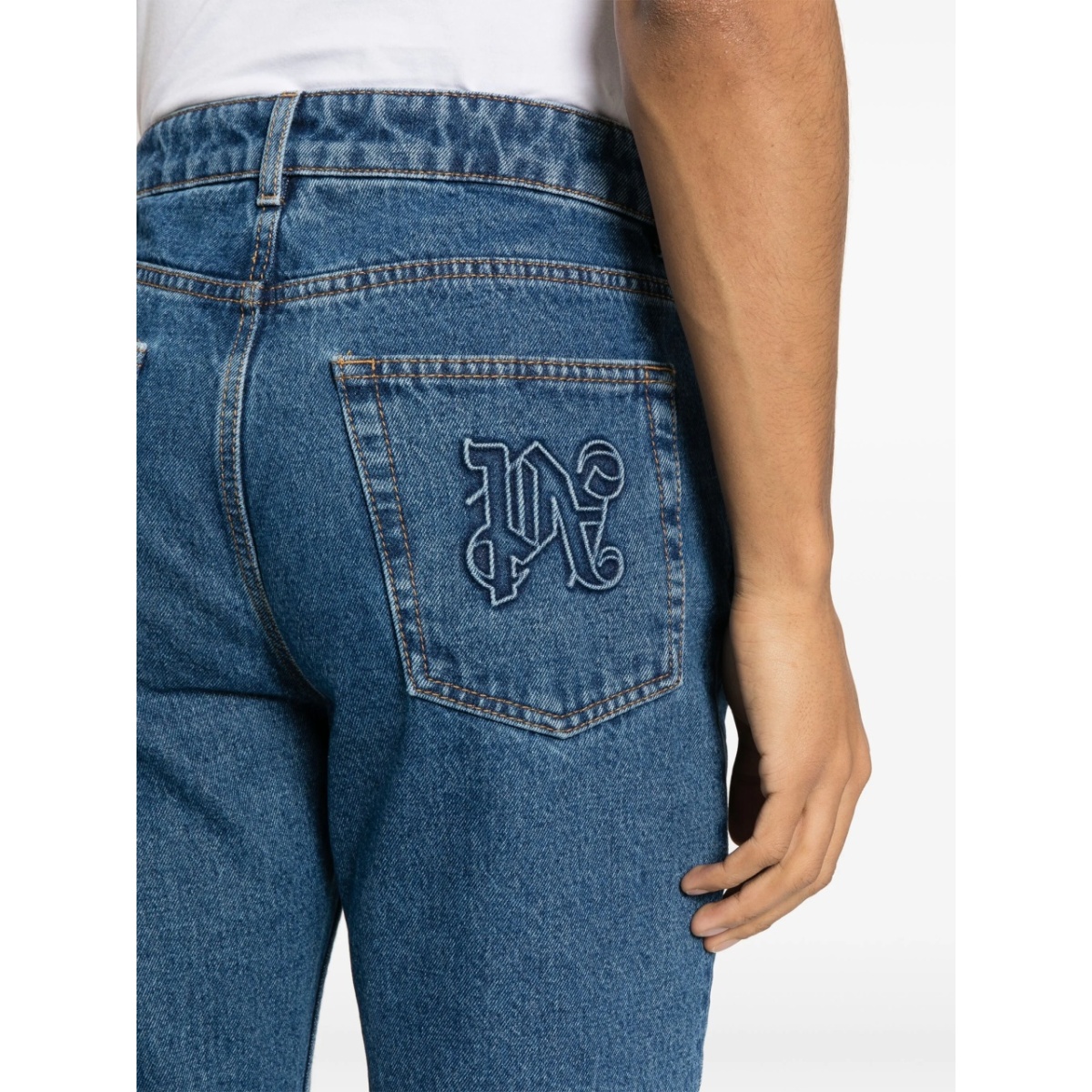 monogram-embroidered straight-leg jeans - Img 5