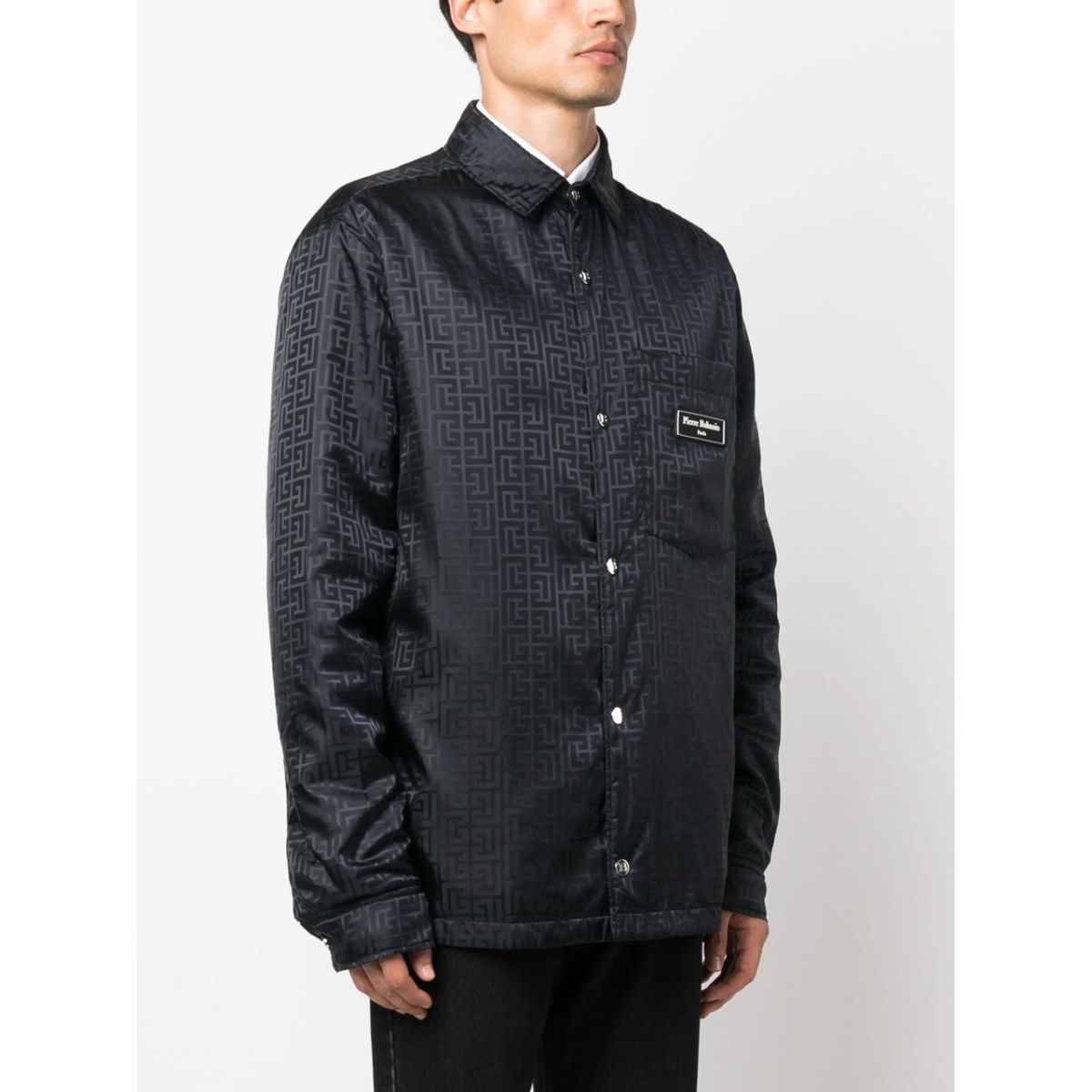 monogram-pattern logo-patch shirt - Img 3