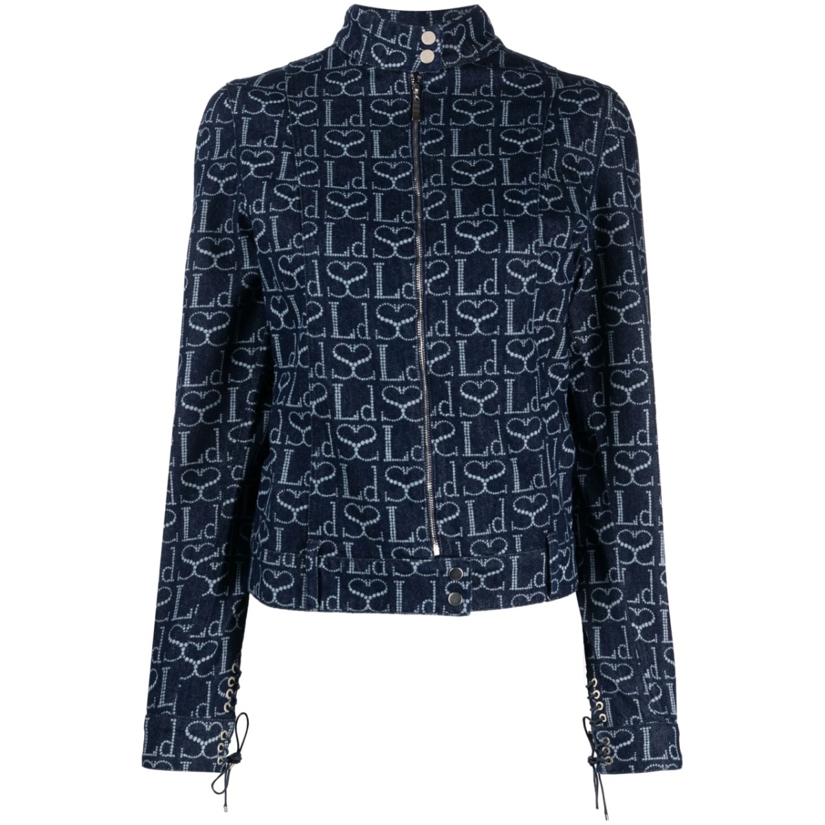 monogram-print denim jacket