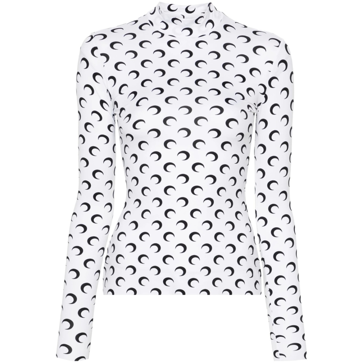 moon-print mock-neck T-shirt