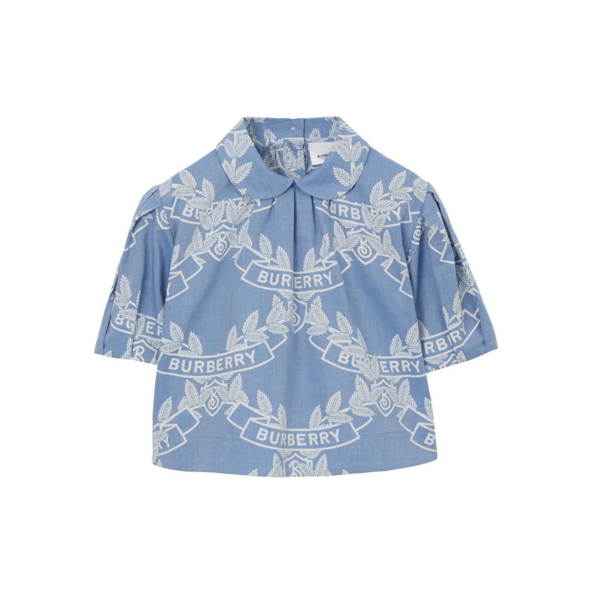 motif-print cotton chambray blouse