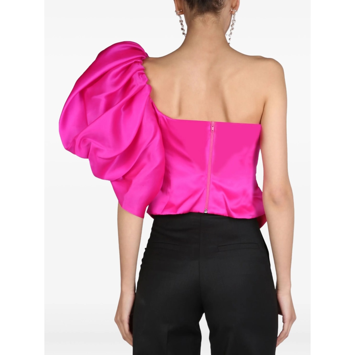 one-shoulder puff-sleeve top - Img 3