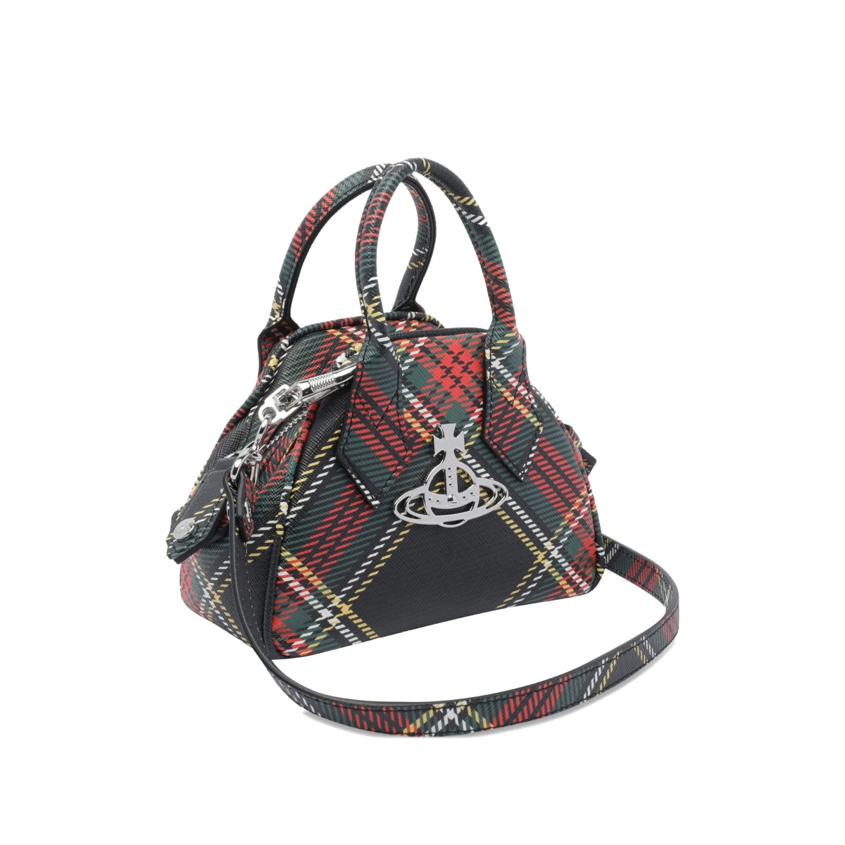 orb-embellished plaid tote bag - Img 3