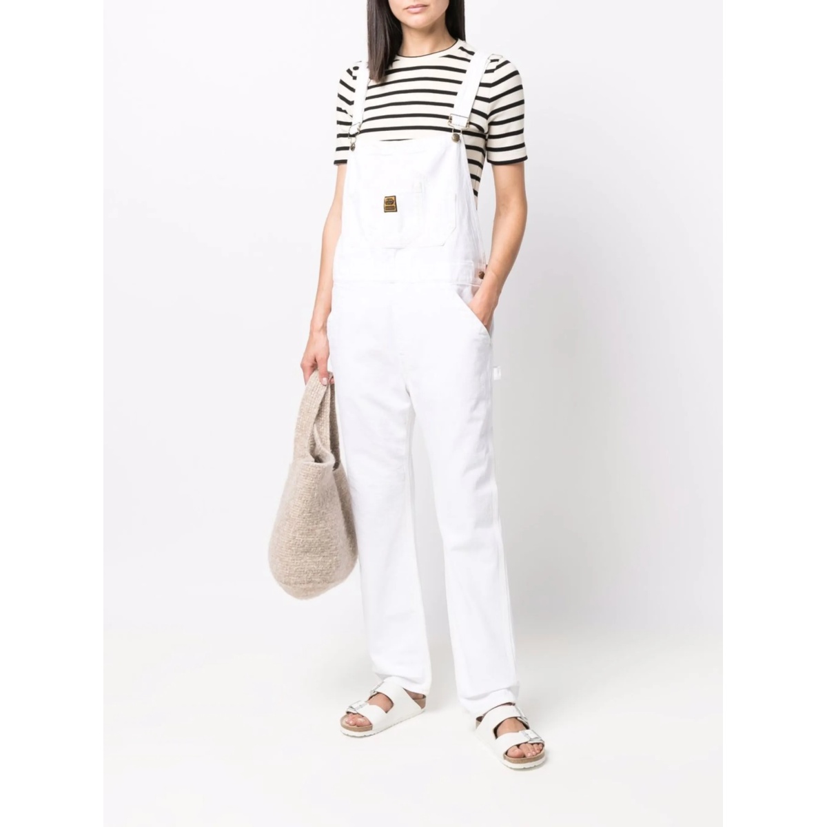 organic-cotton logo-patch dungarees - Img 2