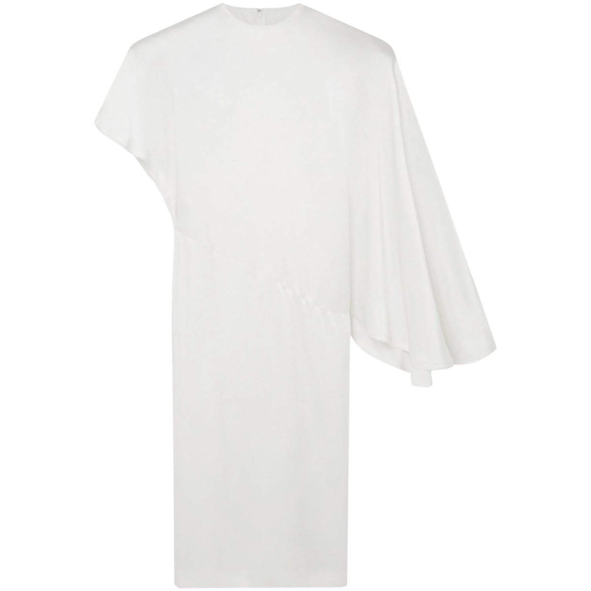 padded-shoulder asymmetric midi dress