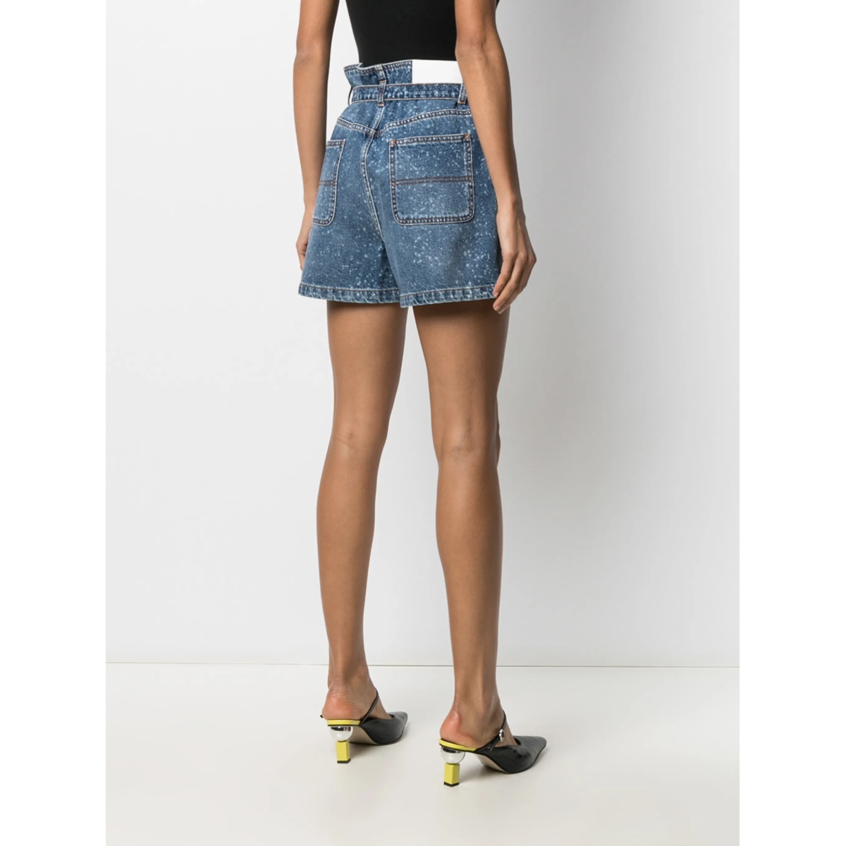 paint-splatter print denim shorts - Img 4