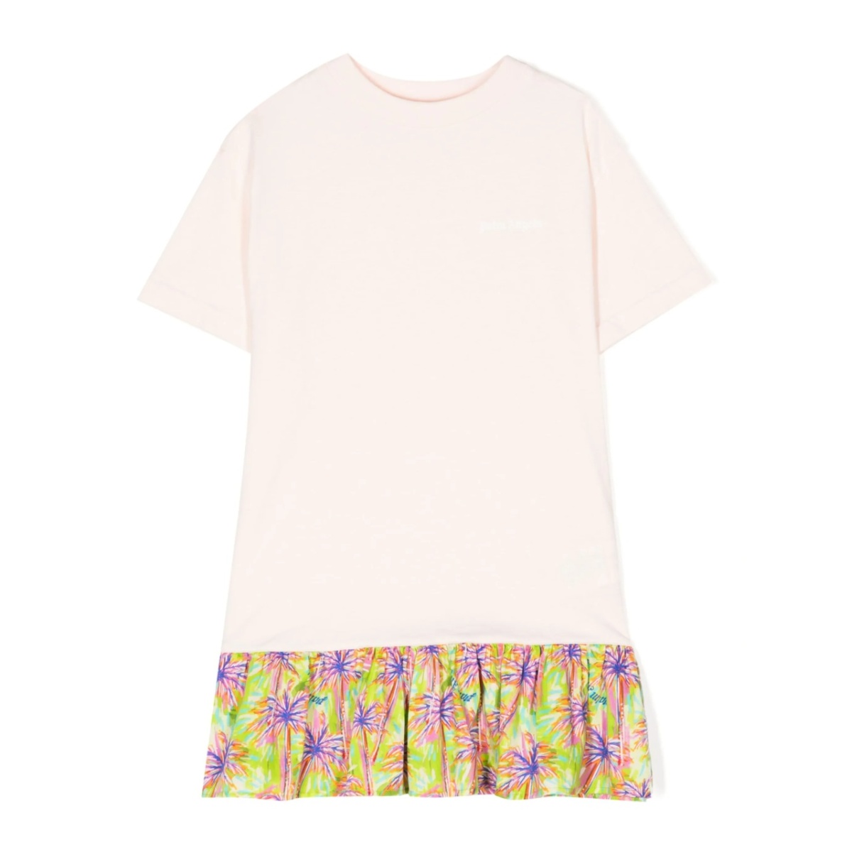 palm tree-print short-sleeve dress
