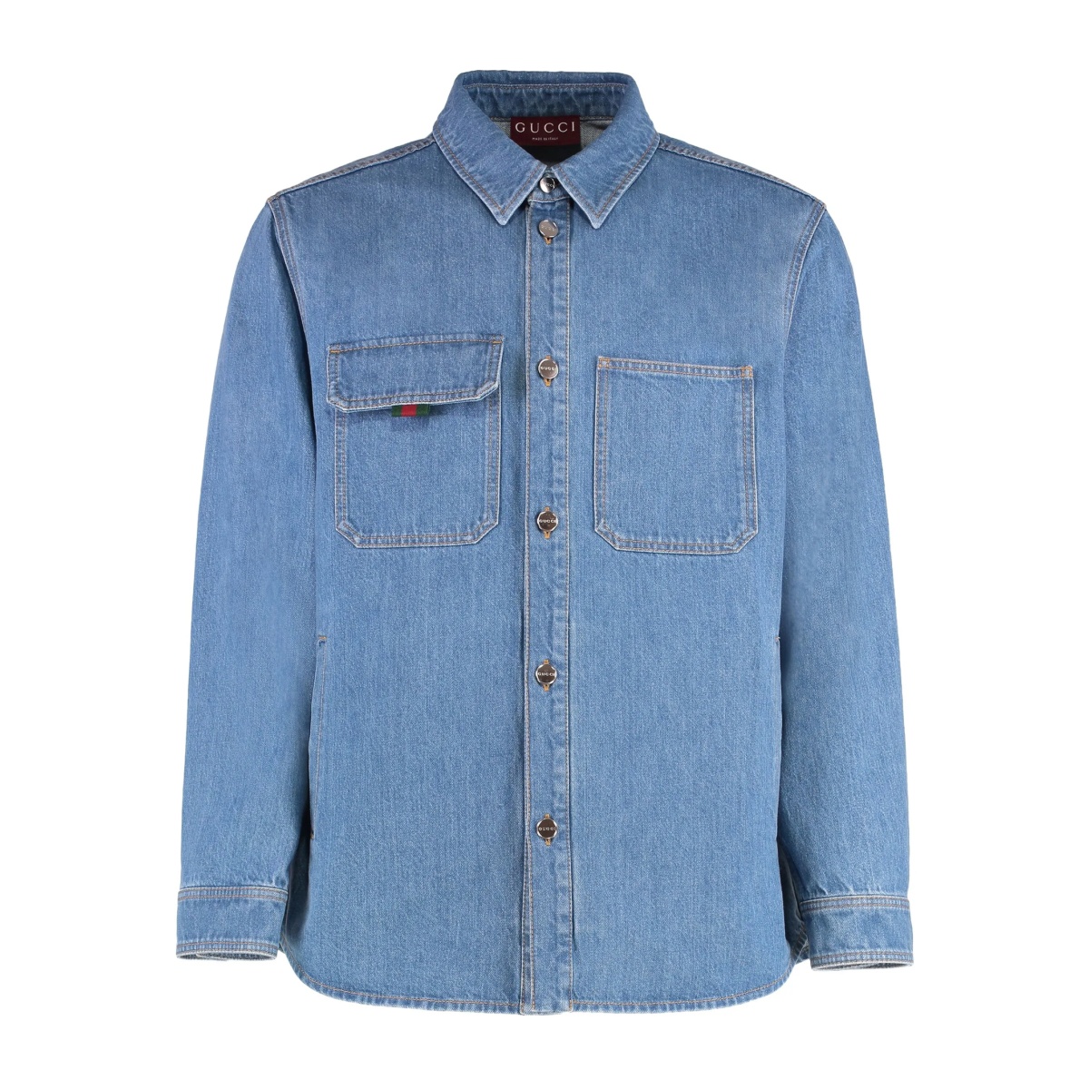 patch-pockets denim shirt