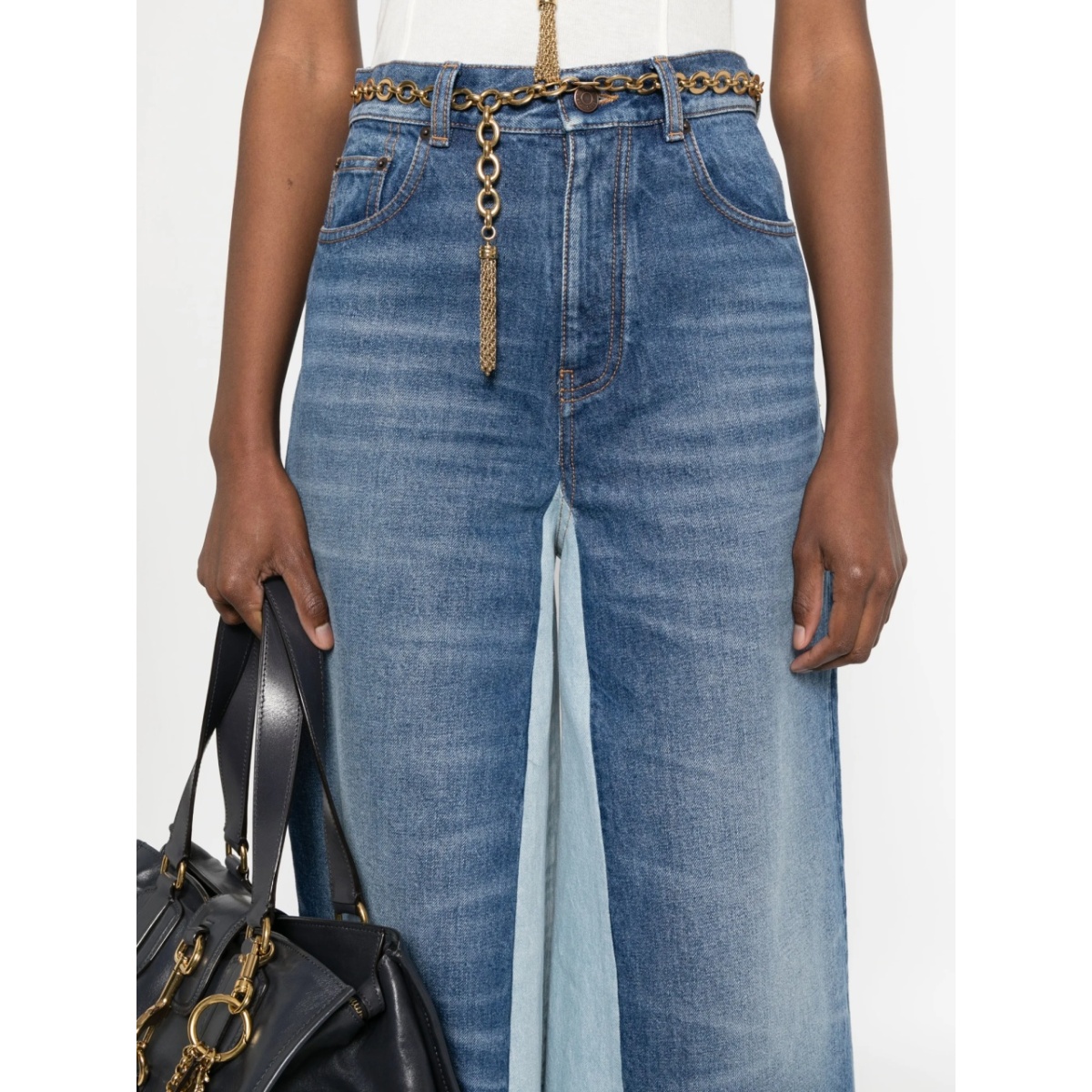 patchwork denim shorts - Img 5