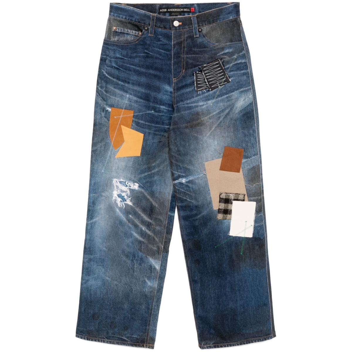 patchwork printed jeans