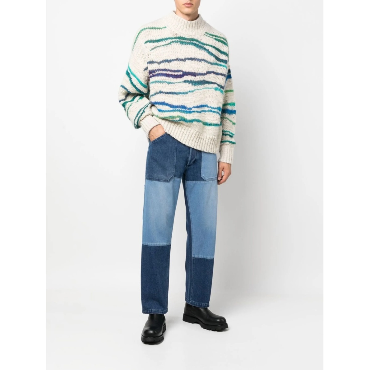 patchwork straight-leg jeans - Img 2