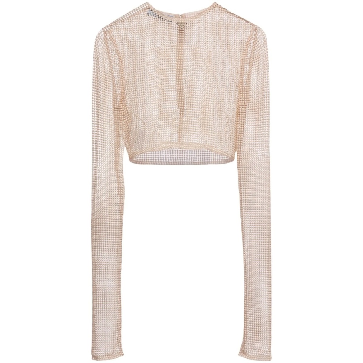 pearl-embellished mesh top