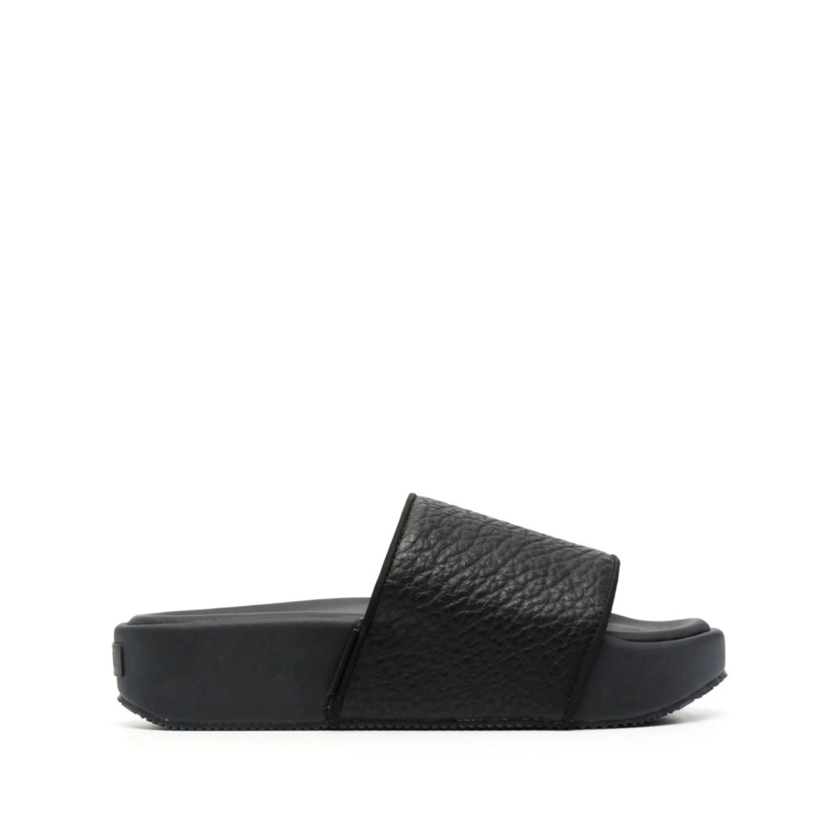 pebbled open-toe slides