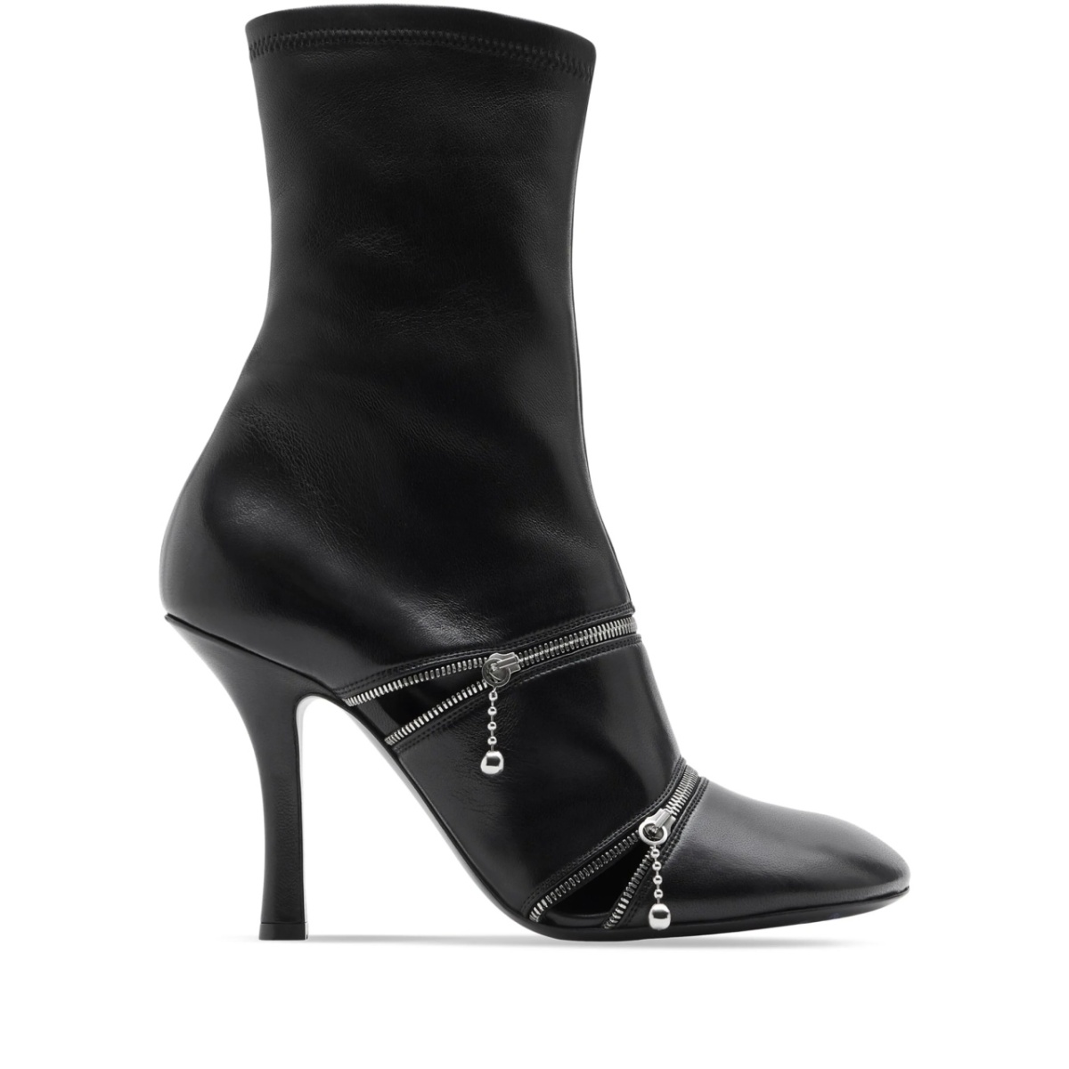Peep leather ankle boots