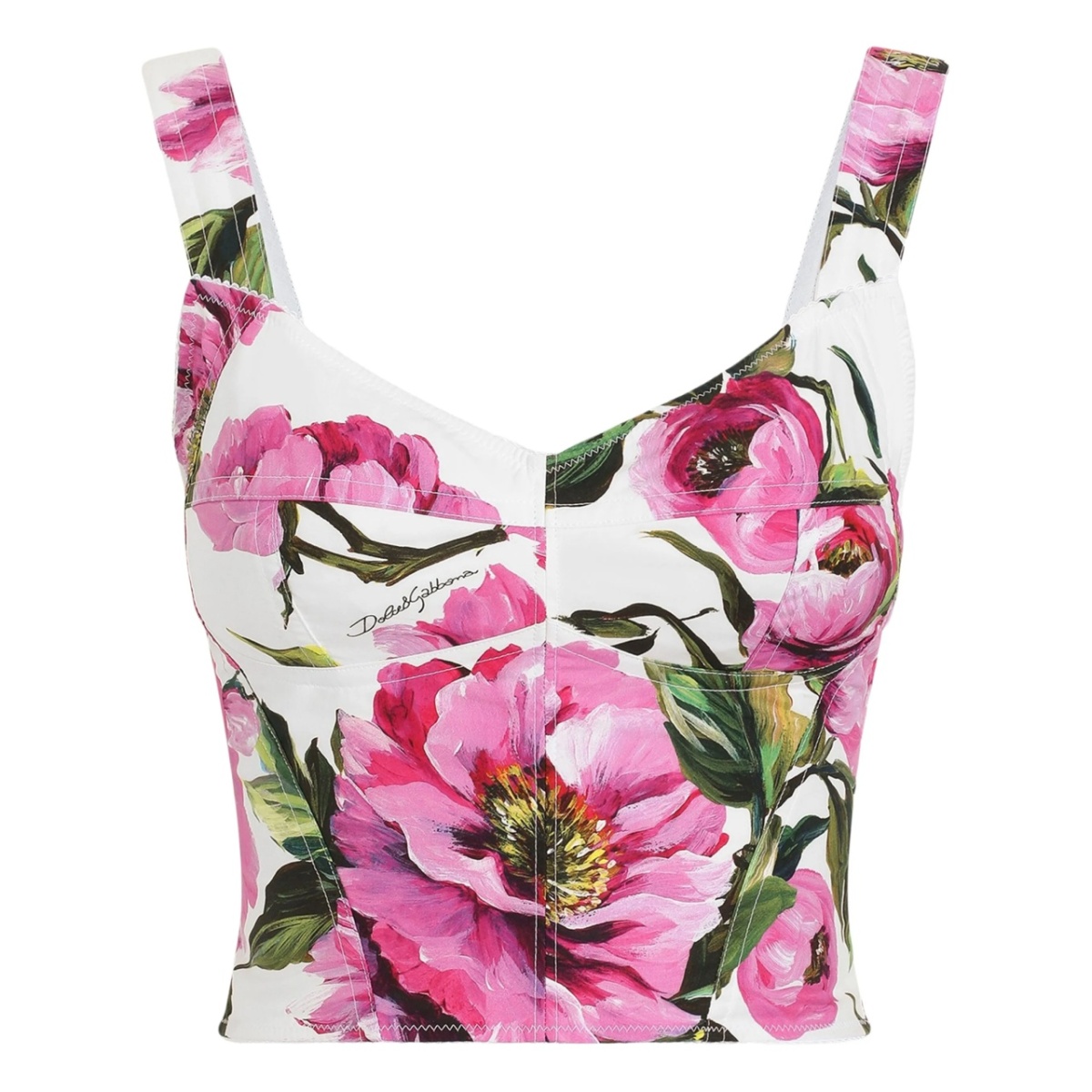 peony-print bustier top