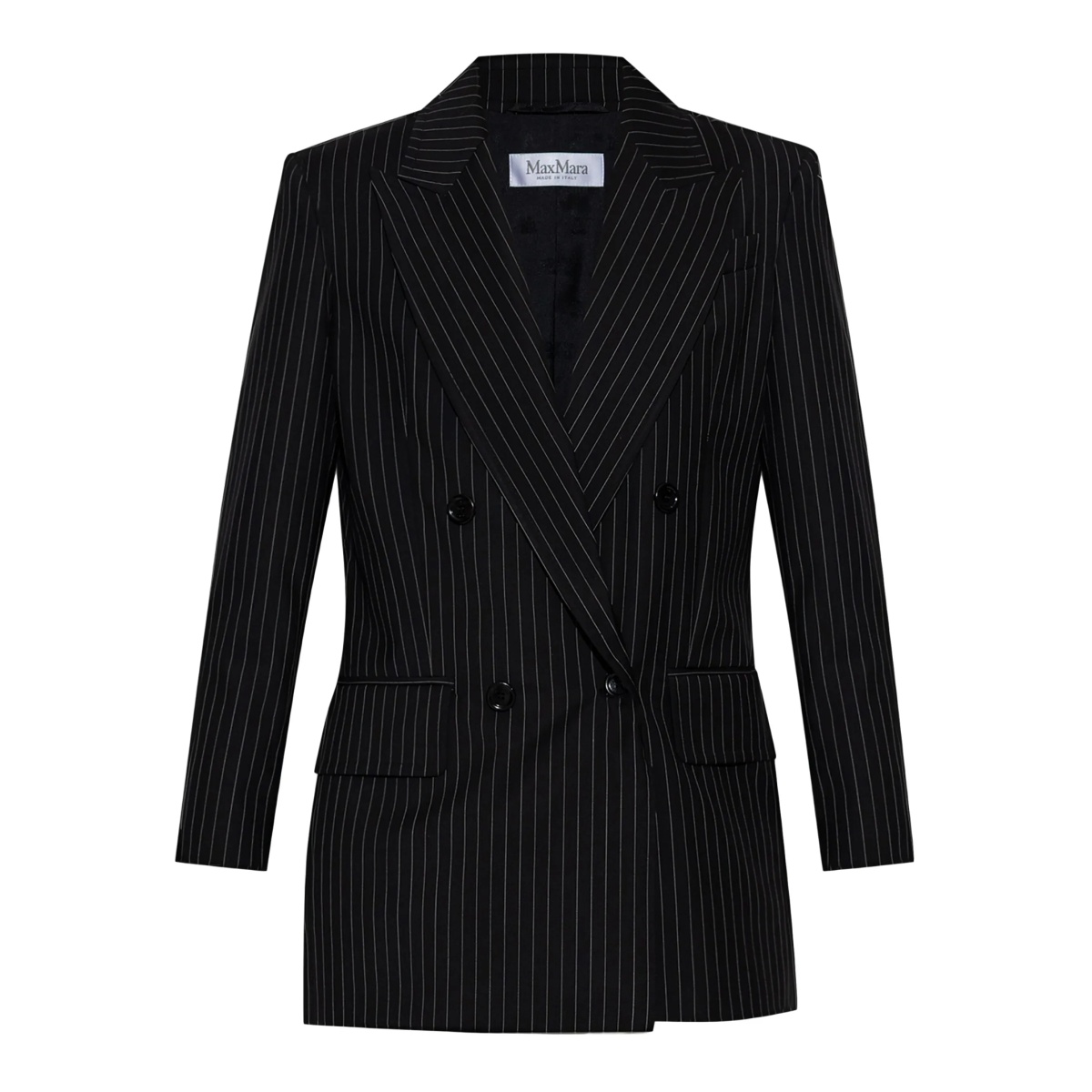 pinstriped double-breasted blazer